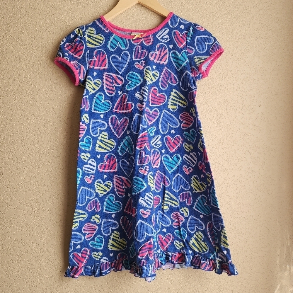 Children's Place blue and pink heart nightgown size L 10/12